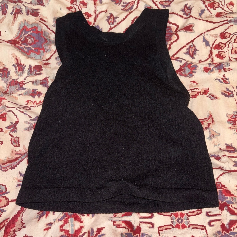 Aura Black Ribbed Knit Top